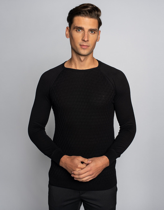 swetry męskie Sweter męski lerici o-neck czarny