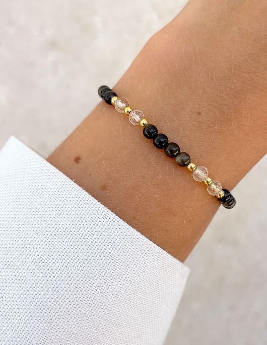 bransoletki z kamieni naturalnych Talizman - obsydian, cytryn, hematyt - ochrona i dobrobyt