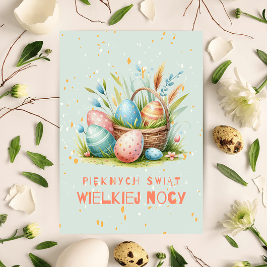 kartki wielkanocne Kartka wielkanocna z motywem pisanek, uroczy design