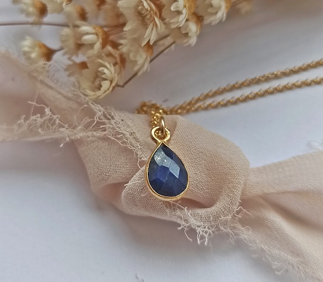 wisiory Naszyjnik Lapis Lazuli Srebro 925 Pozłacane
