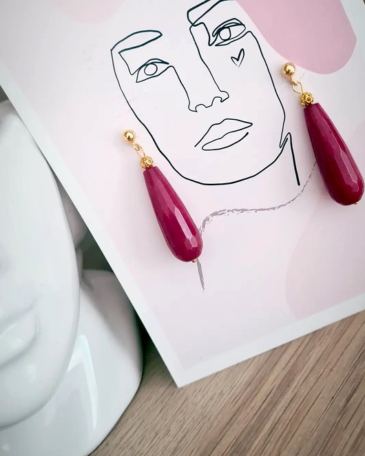 kolczyki złote Kolczyki złote RUBY TEARS - unikat