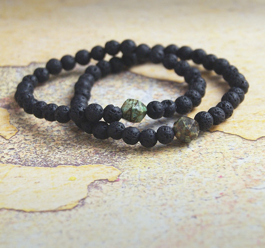 biżuteria męska KOMPLET dla PARY - turkus afrykański