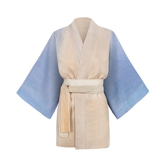 bluzki kimonowe damskie NASTROJE - lniane kimono ręcznie malowane