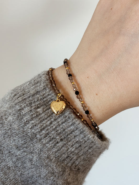 bransoletki z kamieni naturalnych Bransoletka Kwarc dymny i onyks