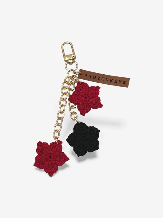 breloki Brelok Trzy Kwiatki - Czerwień i Czerń