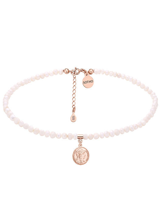 Choker z pereł naturalnych z monetą SOTHO