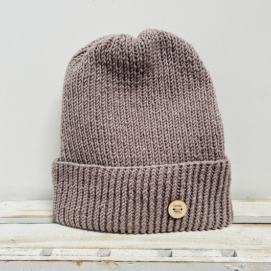 czapki damskie Czapka beanie z wywinięciem uniwersalna ręcznie robiona