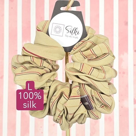 gumki do włosów L średnia gumka jedwabna do włosów jedwab naturalny scrunchie beżowa