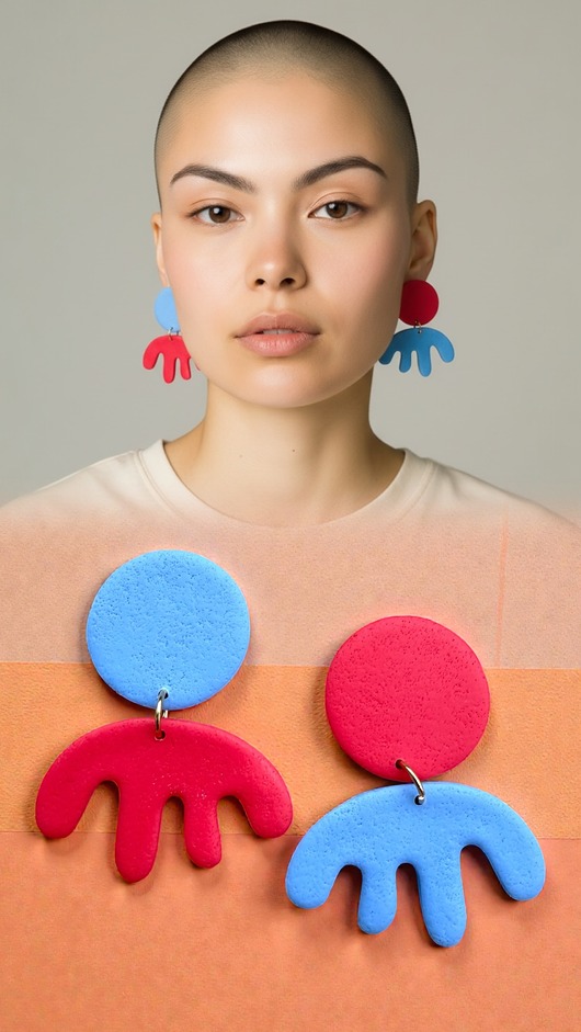 kolczyki z masy plastycznej Kolczyki Pierrot