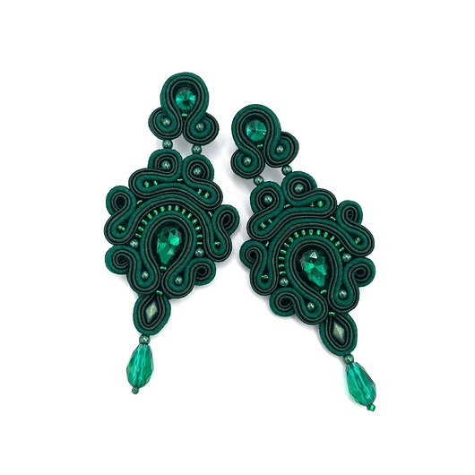 kolczyki soutache Rossa zielone kolczyki sutasz - wersja zmieniona - ZAMÓWIENIE INDYWIDUALNE