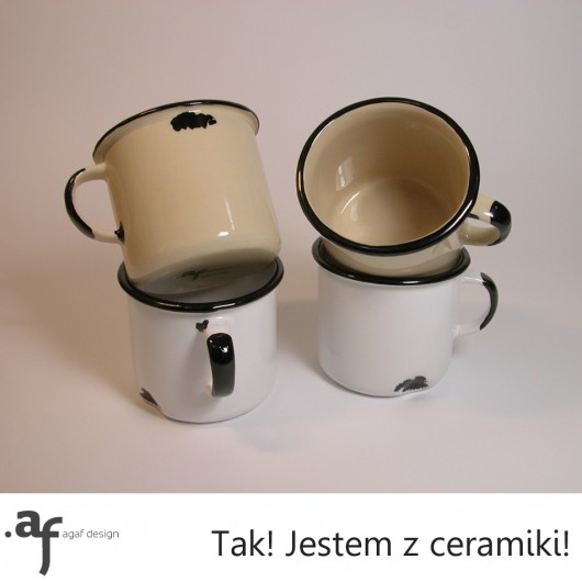 2 Kremowe i 2 Białe Kubki Ceramiczne Agaf Design