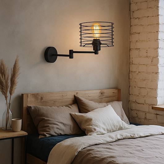 kinkiety Regulowany kinkiet ścienny na wysięgniku czarny loft ALICANTE LOFT