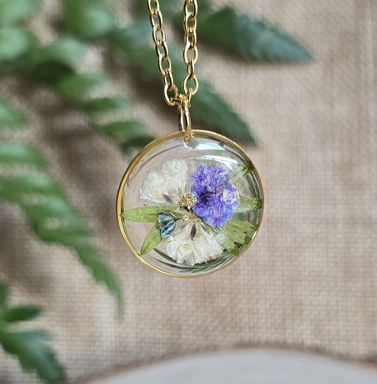 wisiory Wieczne kwiaty wisiorek kwiatowy kobiecy fiolet