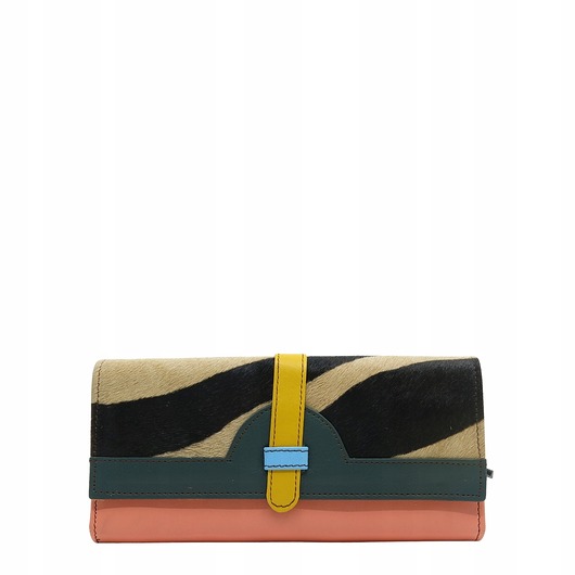 portfele damskie Portfel damski skórzany ze skrawków kolorowy przegródki na karty OLIVKA