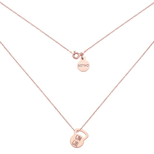 srebrne naszyjniki Naszyjnik z różowego złota kettlebell GYM GIRL