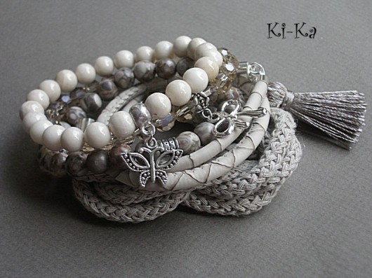 Ecru and beige 2  - bransoletka KiKa pracownia