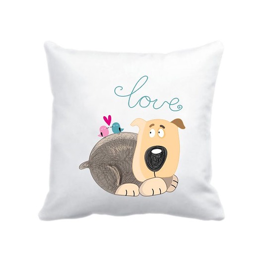 poszewka. piesek i zakochane ptaszki Love Life and Forest