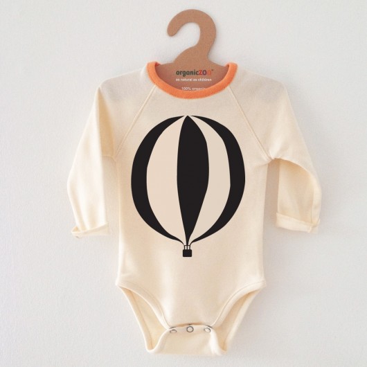 Organic ZOO kremowe body z nadrukiem balona Organic ZOO