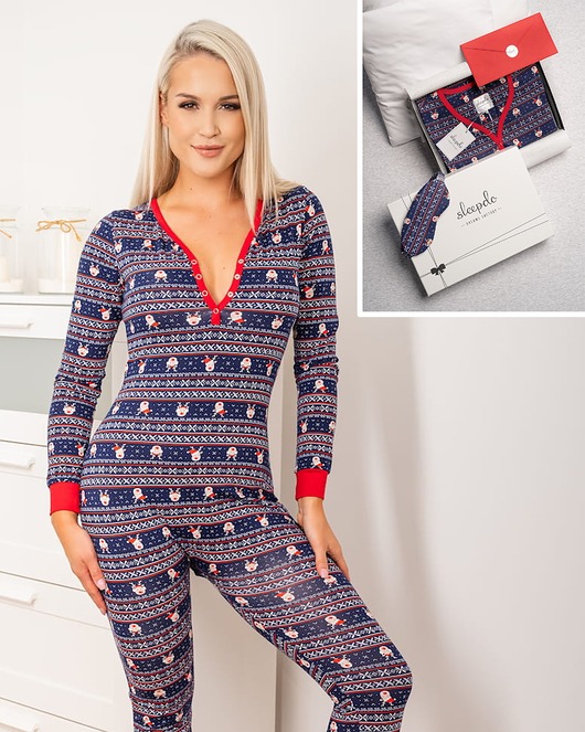 piżamy damskie Kombinezon Sleepdo Snowy + Maska Experience + Premium Box