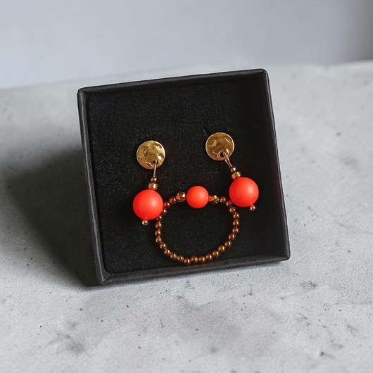 komplet biżuterii RAZEM TANIEJ! Swarovski neon pearls : neon orange : kolczyki & pierścionek