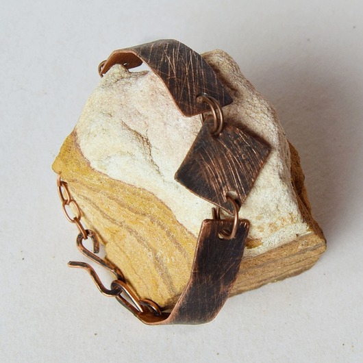 bransoletki - inne Bransoletka z kutej, oksydowanej miedzi /34/ biżuteria handmade, rękodzieło