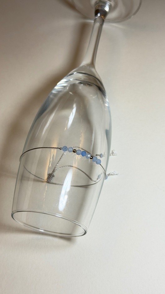 bransoletki na sznurku Bransoletka regulowana niebieski agat, srebro pozłacane