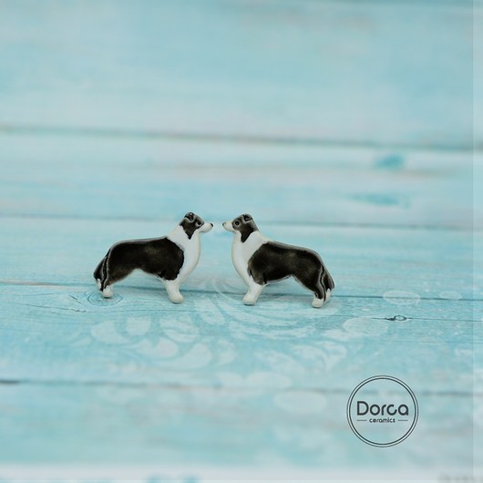 Border collie - ceramiczne kolczyki Dorca