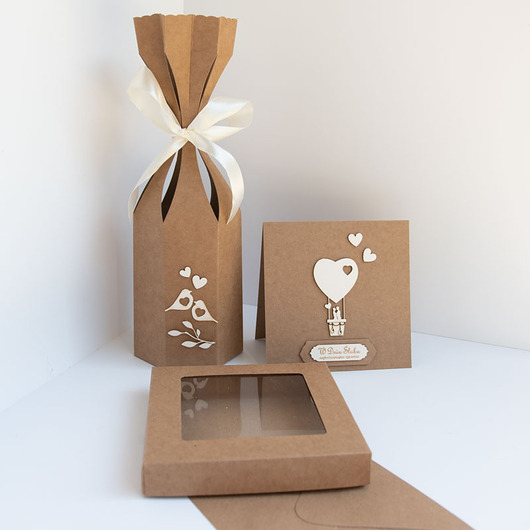 kartki scrapbooking Zestaw pudełko na wino i pieniądze, kartka ślubna