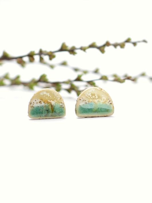 kolczyki ceramiczne Plaża - ceramiczne  kolczyki sztyfty