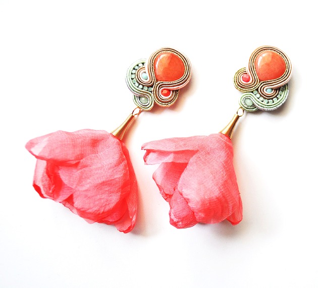 kolczyki soutache Sutaszowe kolczyki  APPLE BLOSSOM