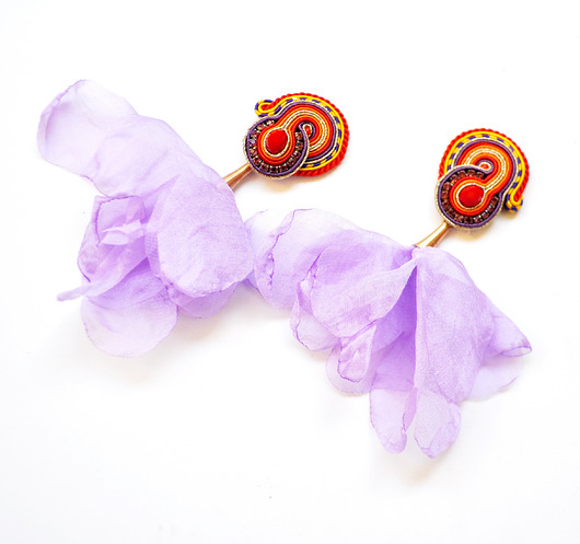 kolczyki soutache Sutaszowe kolczyki MARACAIBO violet
