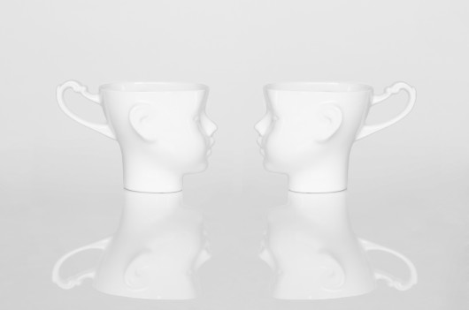 Kubki Główki z białej porcelany ENDE ceramics