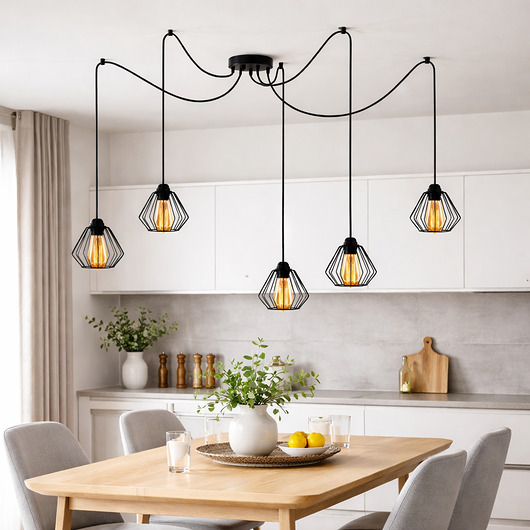 lampy wiszące Nowoczesna lampa wisząca 5-płomienna pająk DIORO LOFT L5