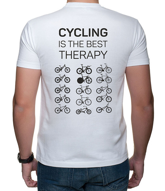 t-shirty męskie Koszulka T-SHIRT. Cycling is the best therapy. dwustronny nadruk
