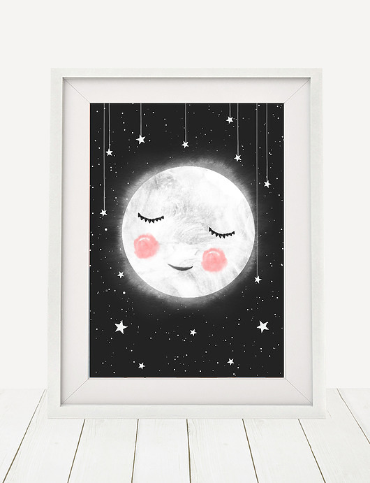 księżyc|ilustracja dla dzieci A3 Milo Mi