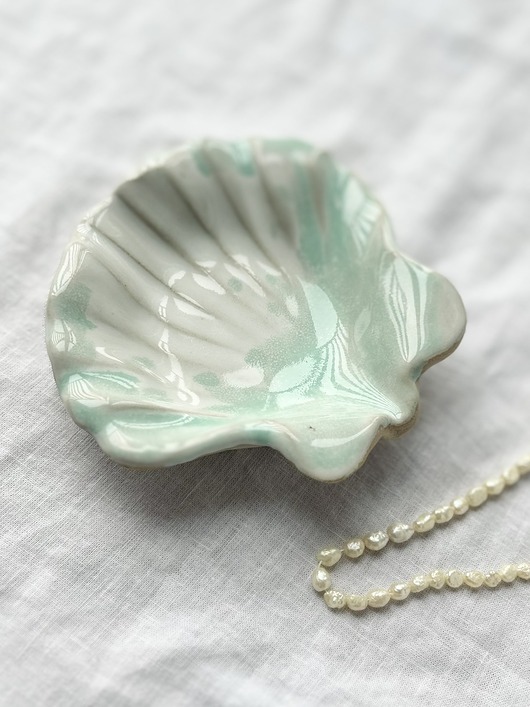 pojemniki na biżuterię Ceramiczna muszla, muszelka - talerzyk na biżuterię