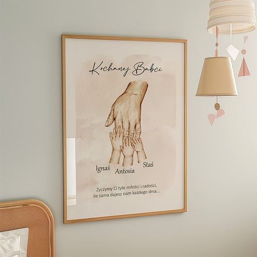 obrazy i plakaty do pokoju dziecięcego Prezent dla Babci  - Plakat z imionami wnuczków typ 3