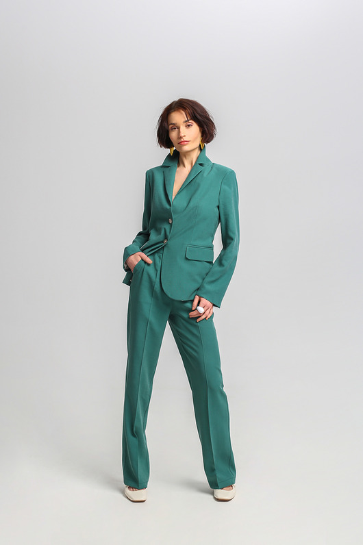 spodnie materiałowe damskie Eleganckie spodnie z wiskozy zielone