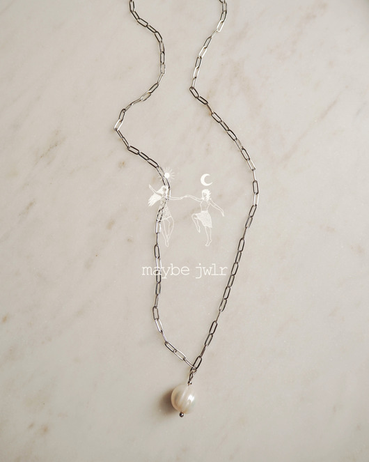 srebrne naszyjniki Naszyjnik  Łańcuch srebrny spinacz z perłą