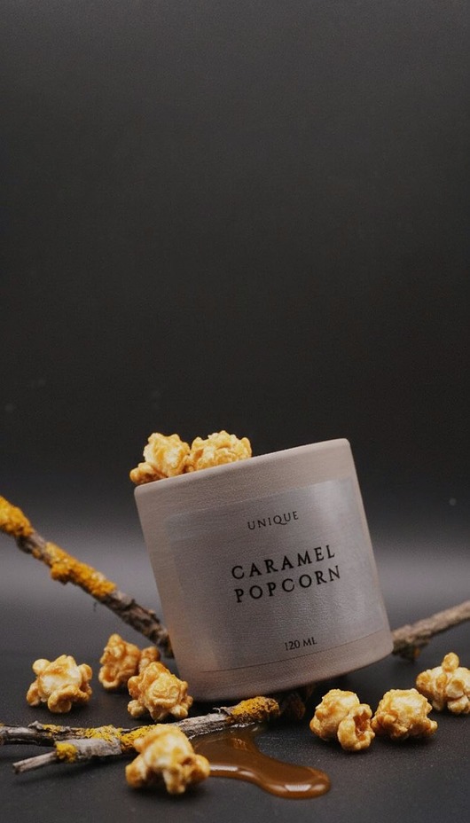 świeczniki i świece Świeca z Wosku Oliwkowego "Caramel Popcorn"