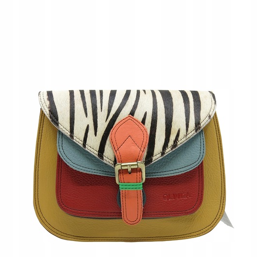 torby na ramię Torebka listonoszka elegancka regulowany pasek skórzana kolorowa OLIVKA