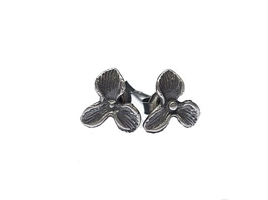kolczyki wire wrapping Orchid -sztyfty