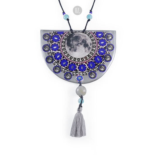 Cobalt Moon Mandala Cut XL długi naszyjnik Olga Zielińska