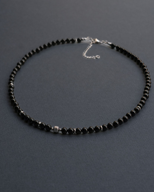 biżuteria męska Krótki męski naszyjnik onyks i stal