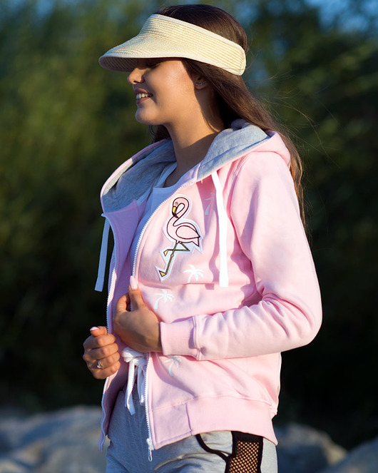 Bluza rozpinana Bluza Palms and Flamingo- Róż ŁAP NAS