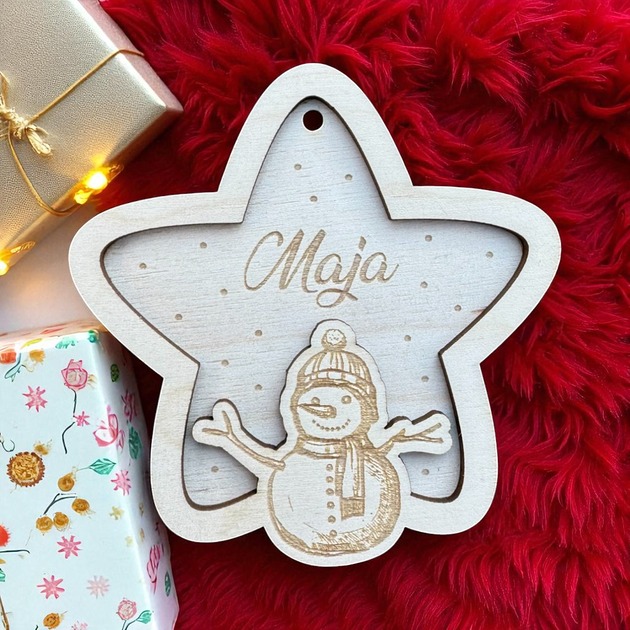 ozdoby choinkowe Bombka Gwiazdka z Imieniem Bałwanek