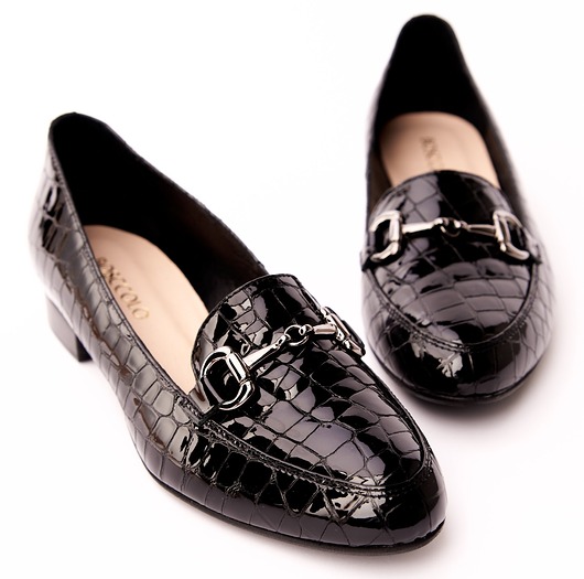 czółenka damskie Mokasyny Skórzane - faktura krokodyla (6773)