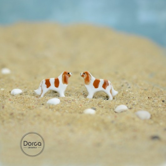 Cavalier mini pieski- ceramiczne kolczyki Dorca