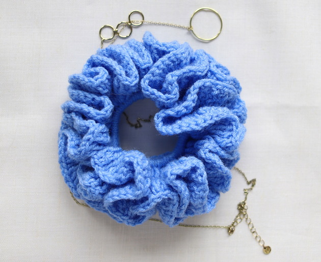 gumki do włosów Frotka do włosów scrunchie gumka szydełkowa niebieska