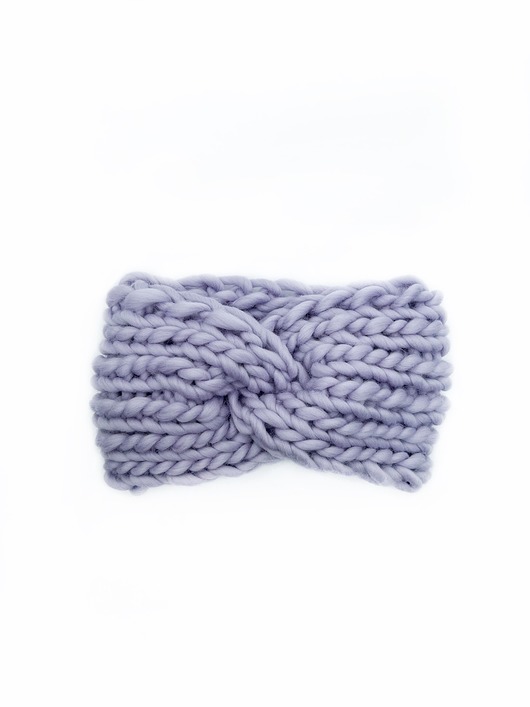 opaski do włosów Liliowa opaska turban z grubej wełny peruwiańskiej